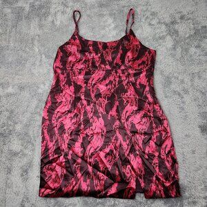 Wild Fable Slip Dress Womens XXL Pink & Burgundy Abstract Satin Spaghetti Straps